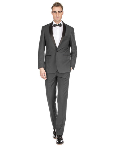Mens Prom | Wedding Slim Fit Shawl Tuxedo Charcoal Grey
