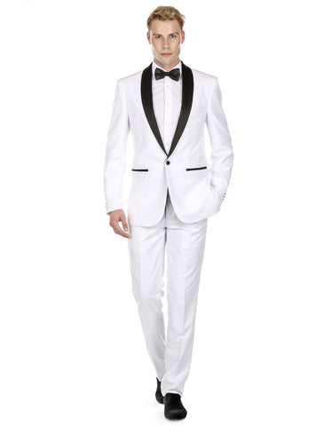 Mens Prom | Wedding Slim Fit Shawl Tuxedo White
