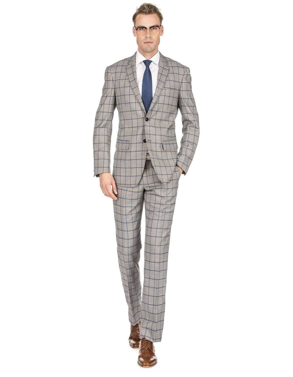 Tan windowpane hot sale suit