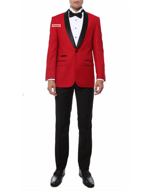 Mens Slim Fit Shawl Prom Tuxedo in Red - Men's Tuxedo USA