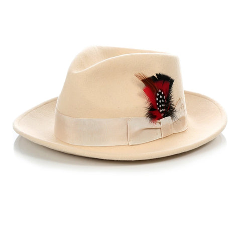 Mens Gangster Untouchable Fedora Hat in Light Tan