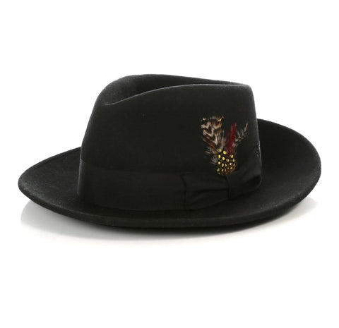 Mens Gangster Untouchable Fedora Hat in Black