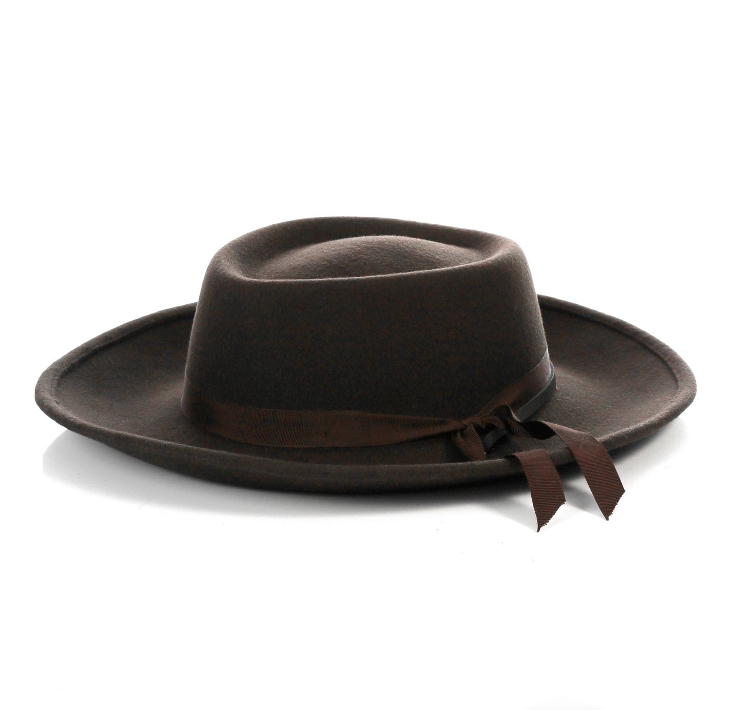 Mens Wide Brim Dress Fedora Hat in Brown