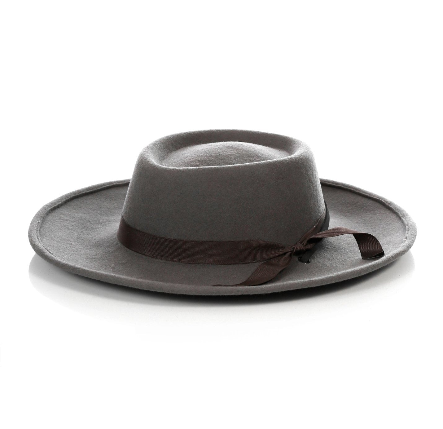 Small Mens Wide Brim Dress Fedora Hat in Grey - Main Image