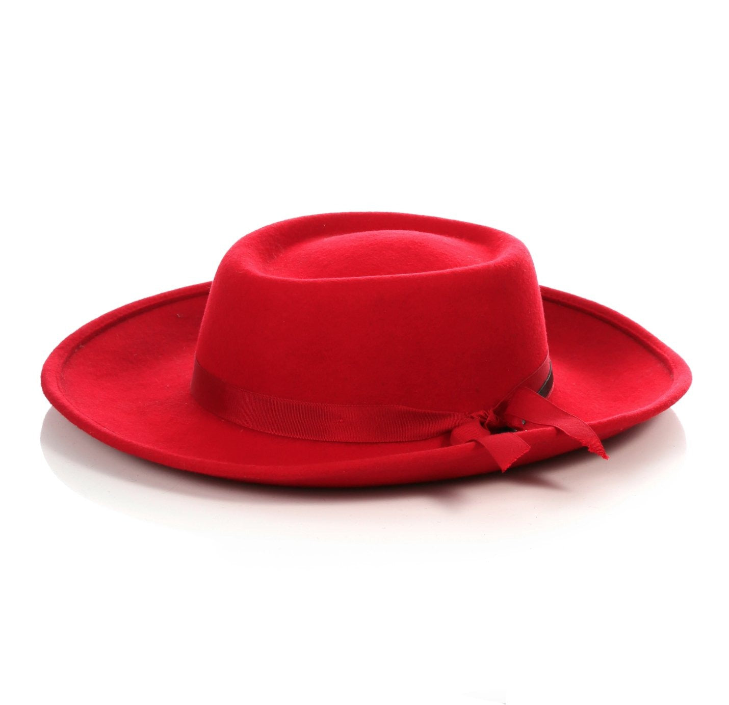 Mens Wide Brim Dress Fedora Hat in Red