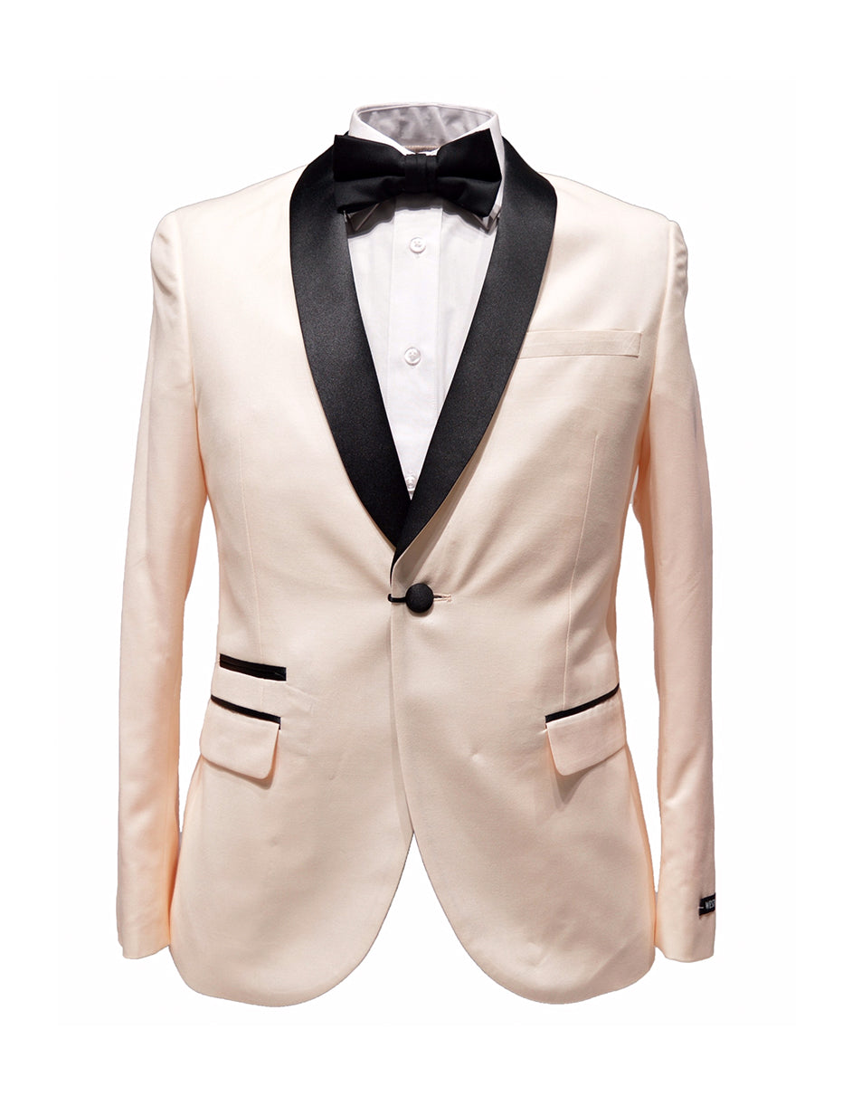Mens Slim Fit 1 Button Shawl Lapel Tuxedo in Pink