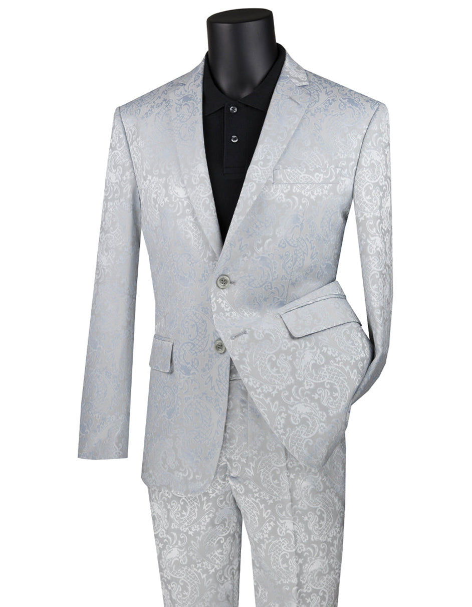 Heirloom Floral Men's Silver Luxury Waistcoat - HIRE5 Menswear