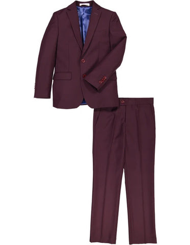 Boys 2 Button Wool Blend Suit in Burgundy