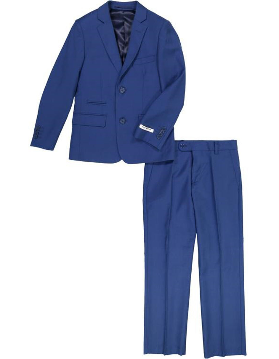 Boys 2 Button Wool Blend Suit in Cobalt Blue