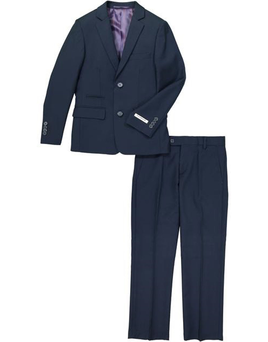 Boys 2 Button Wool Blend Suit in Navy Blue