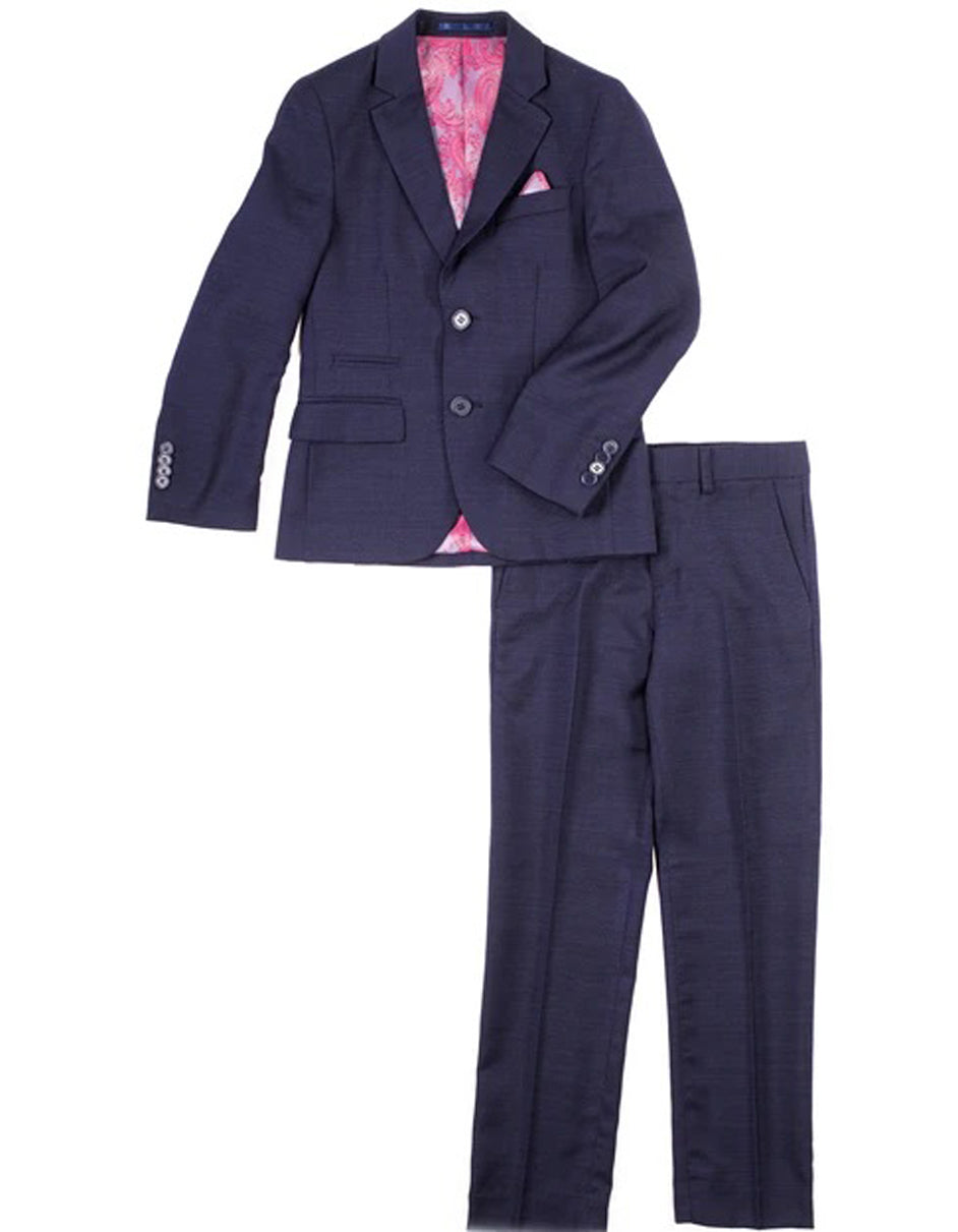 Boys 2 Button 100% Wool Suit in Dark Navy Blue