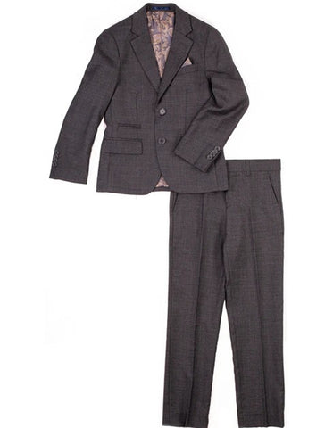 Boys 2 Button 100% Wool Suit in Grey