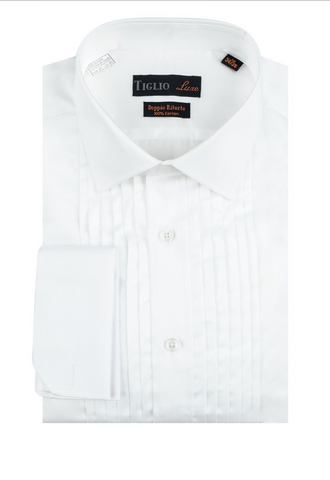 Mens Designer White Laydown Tuxedo Shirt