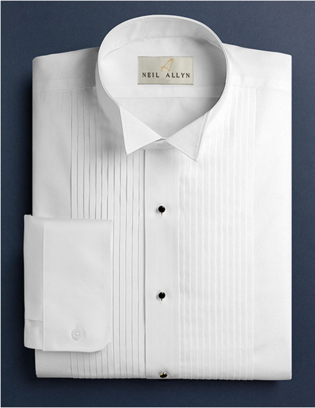 Mens Classic Cotton Wing Collar Convertible Cuff Tuxedo Shirt in White