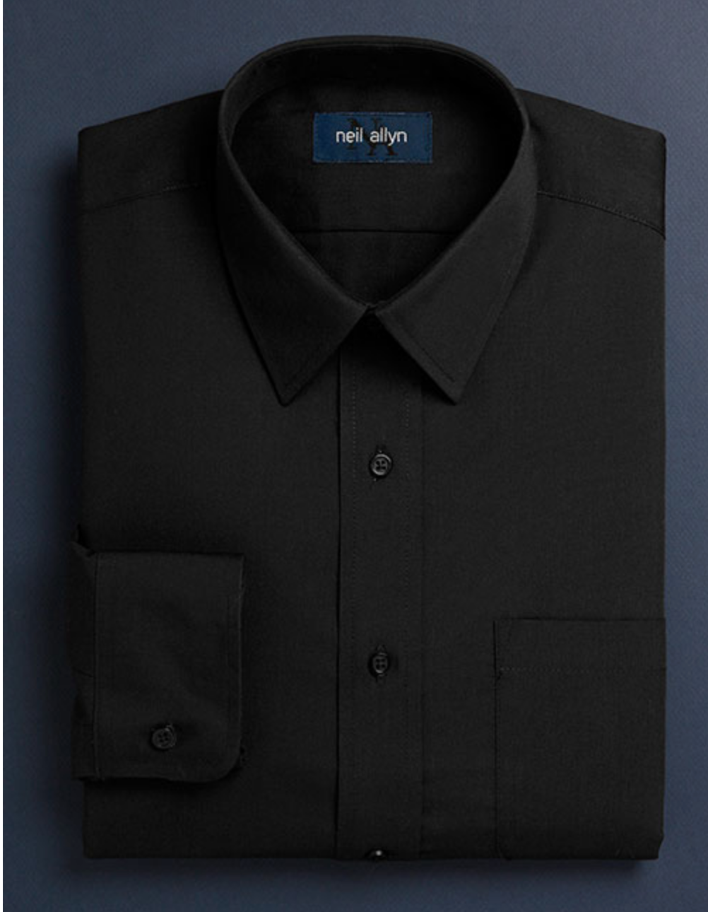 Mens Classic 100% Cotton Spread Collar Dress Shirt in Black