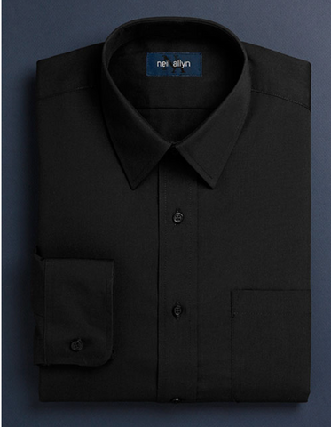 Mens Classic 100% Cotton Spread Collar Dress Shirt in Black