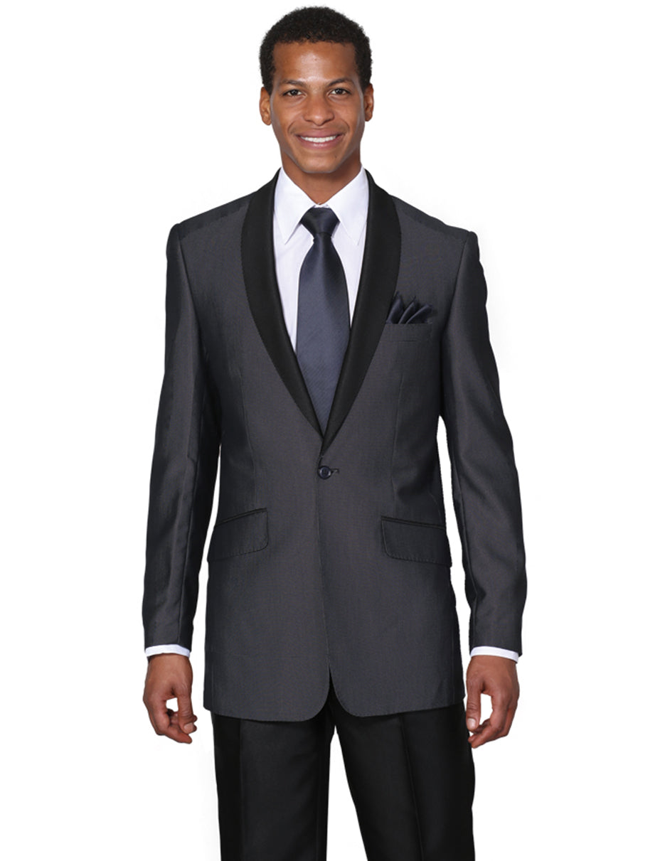 Mens 1 Button Navy Shawl Tuxedo with Black Pants