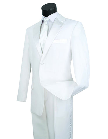Mens Affordable 2 Button Classic Tuxedo in White