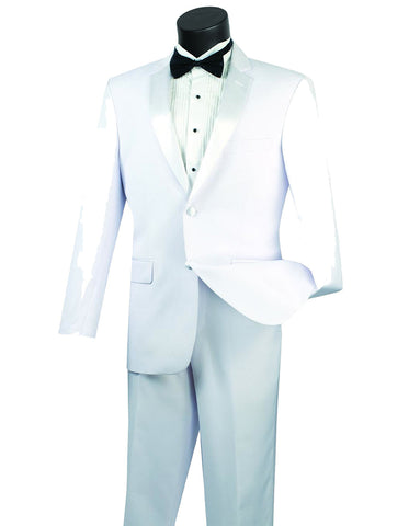Mens Modern Fit Classic 2 button Tuxedo in White