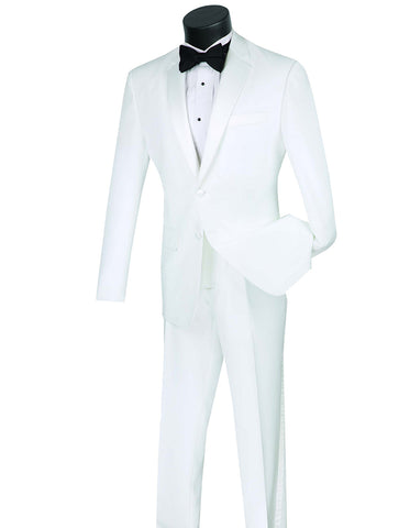 Mens Affordable Slim Fit 2 Button Tuxedo in White