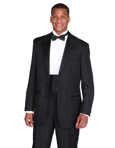 Mens Traditional 2 Button Polyester Tuxedo in Black