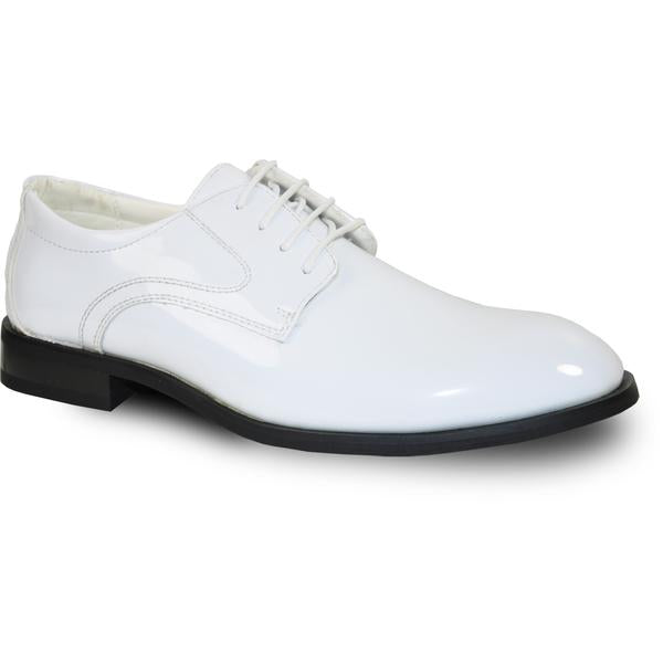 VANGELO Men Dress Shoe TAB Oxford Formal Tuxedo for Prom & Wedding White Patent