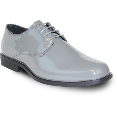 VANGELO Men Dress Shoe  Oxford Formal Tuxedo for Prom & Wedding Grey Patent