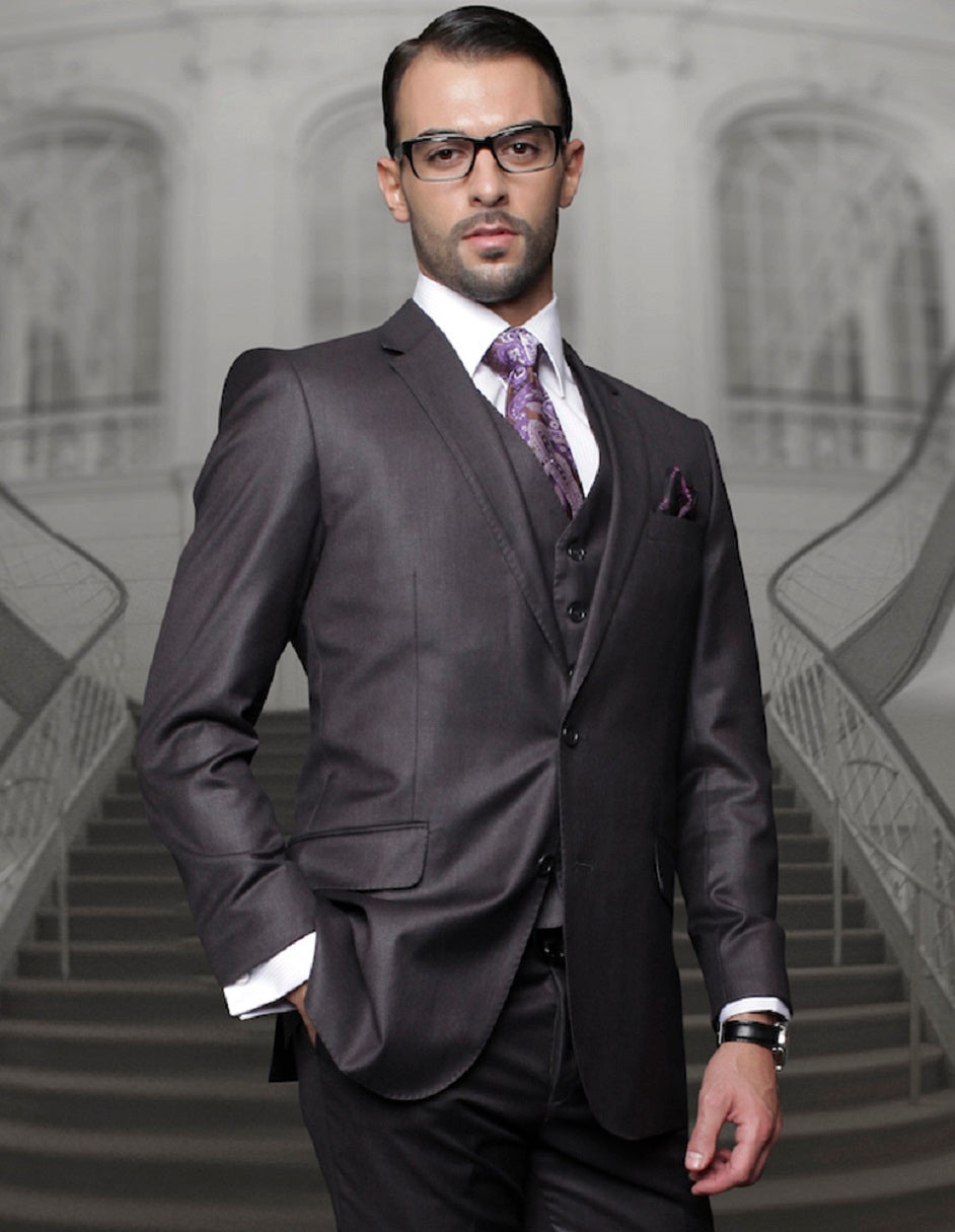 Charcoal gray two-piece suit, two piece suit 