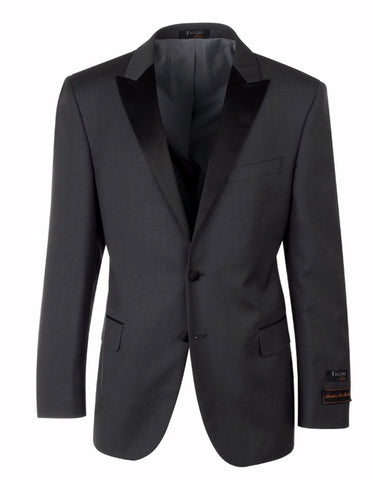 2 Button Designer Peak Tuxedo in Charcoal Grey