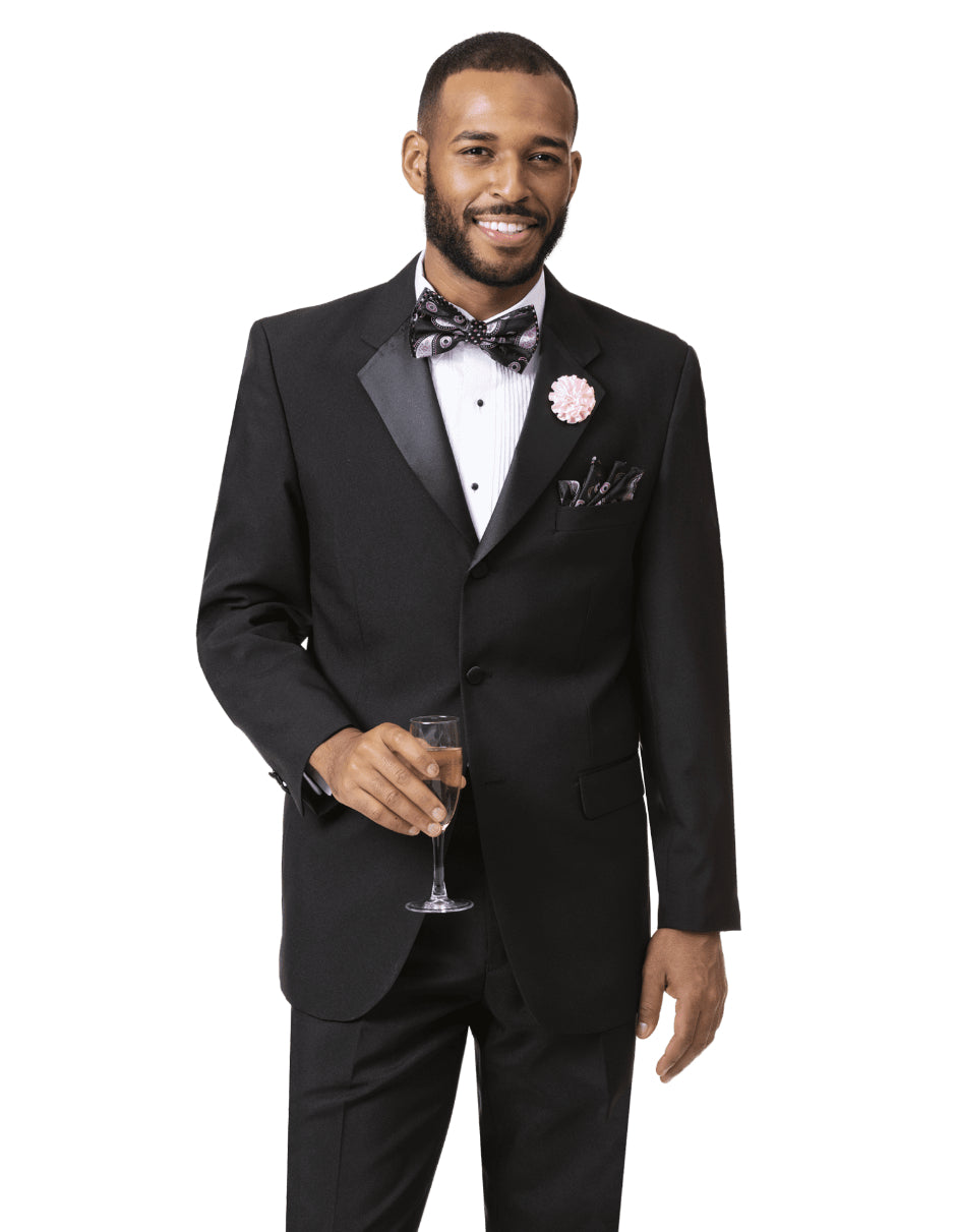 34 Mens Classic Button Notch Lapel Tuxedo in Black