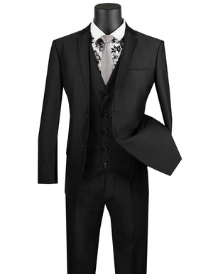 Mens Ultra Slim Fit Sharkskin Tuxedo with Satin Trim in Black - Mens Slim Fitted Tuxedo - Men's Tuxedo USA