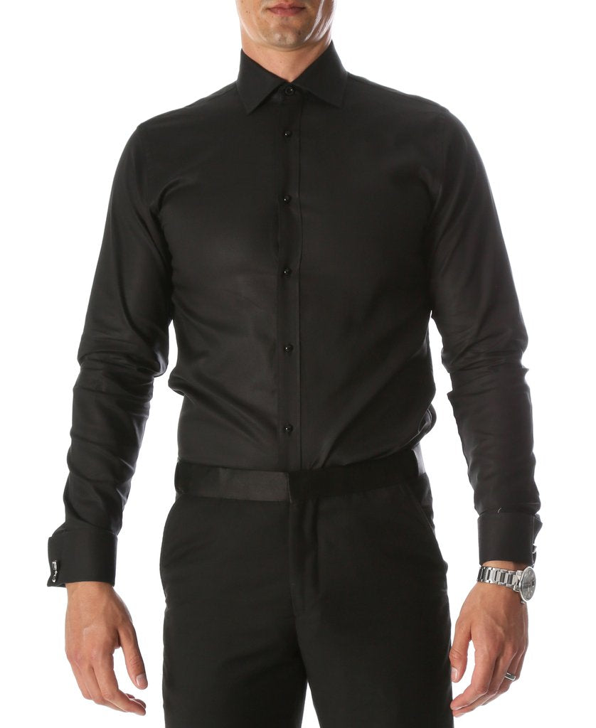 14.5/32 Mens Slim Fit Black Dress Shirt
