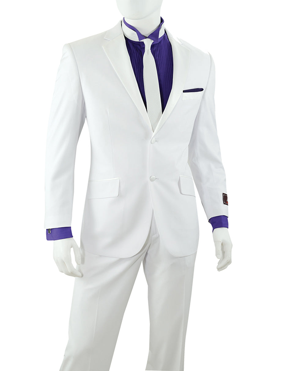 Mens Modern Fit 2 Button White Tuxedo - Prom - Wedding
