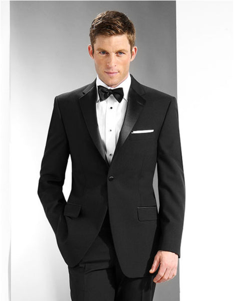 Mens Classic Modern Fit 2 Button Vested Wool Tuxedo in Black - Mens Slim Fitted Tuxedo by Statement main image 1