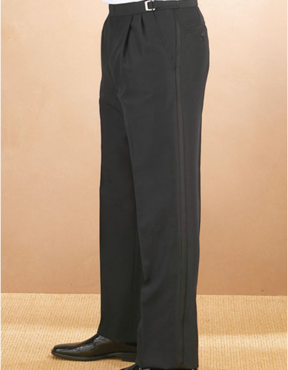 Mens Double Pleated Traditional Fit Adjustable Tuxedo Pant