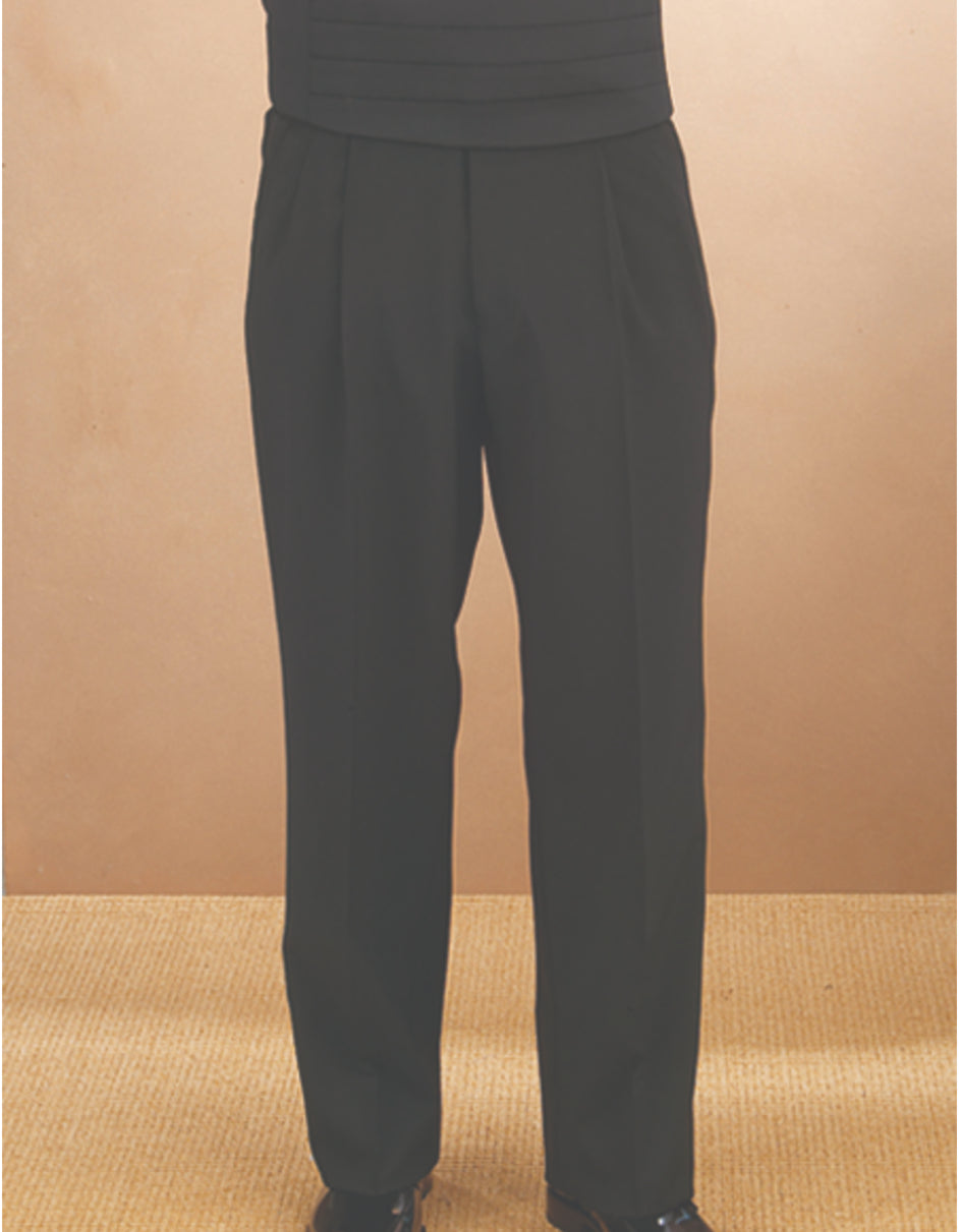 Mens Single Pleat Traditional Fit Tuxedo Pant in Black