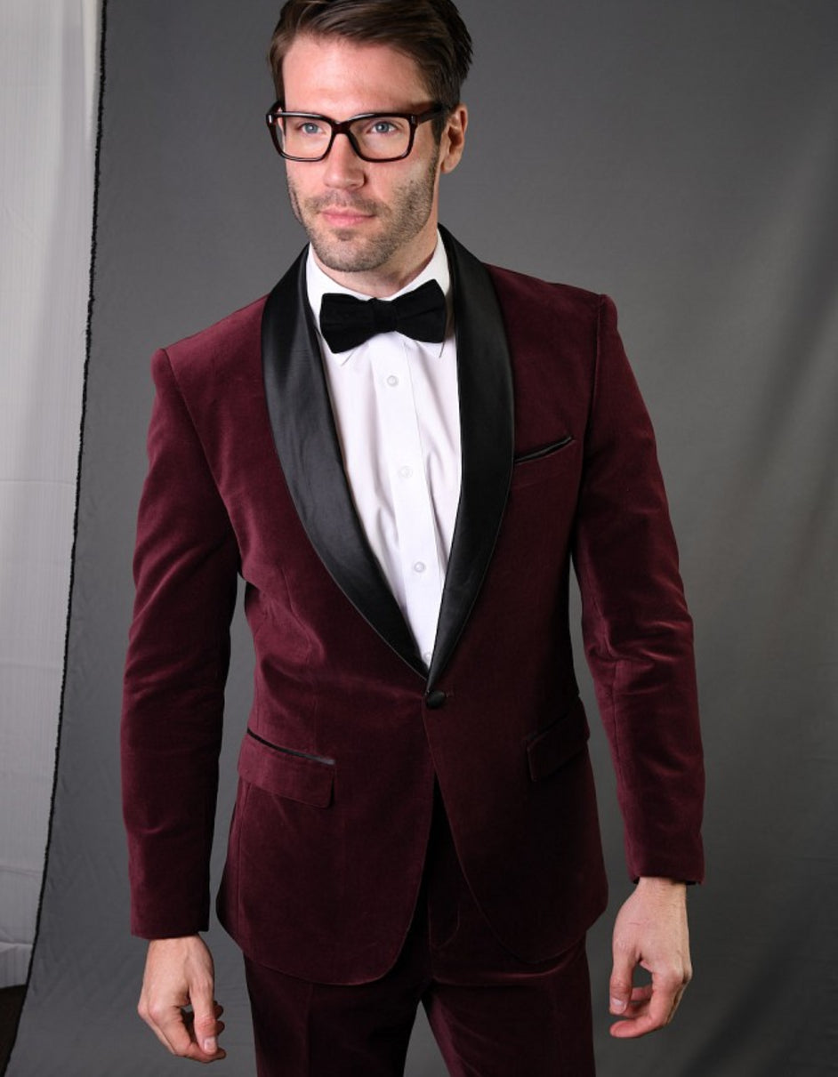 Burgundy velvet 2025 dinner jacket